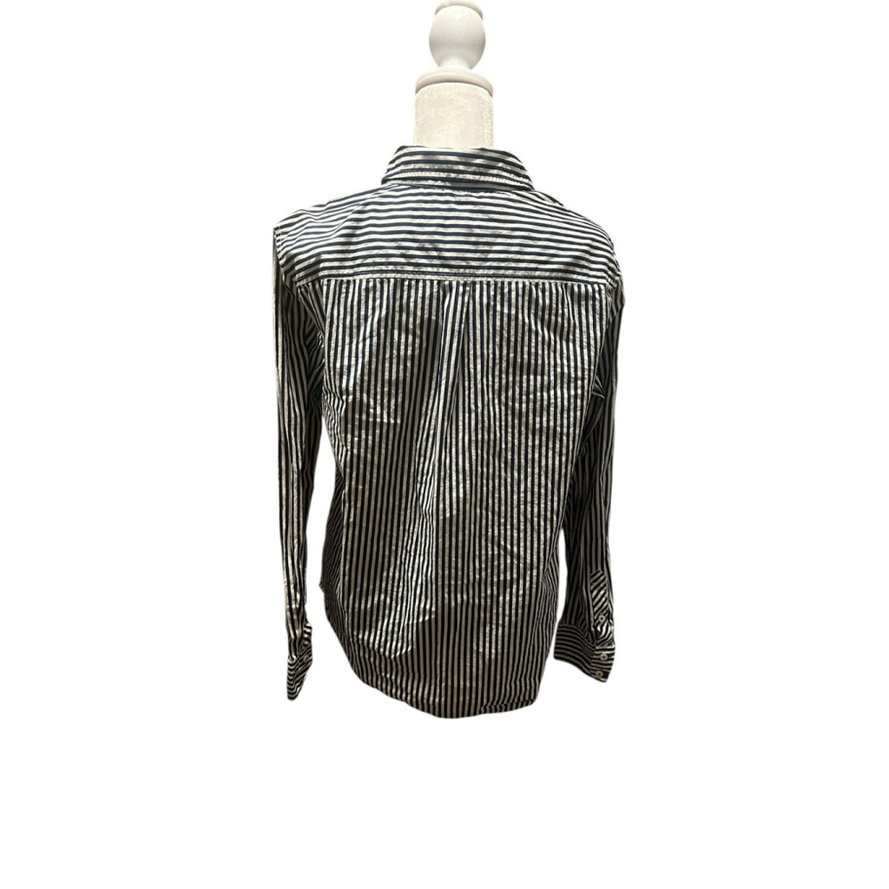 Talbots Button Down Medium Navy &‎ White Stripe O… - image 2